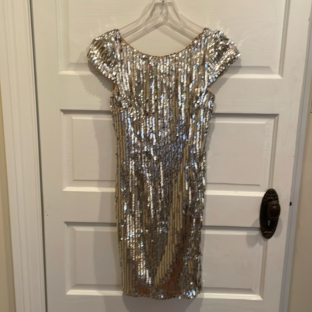 Lulus silver sequin dress cap sleeve XS